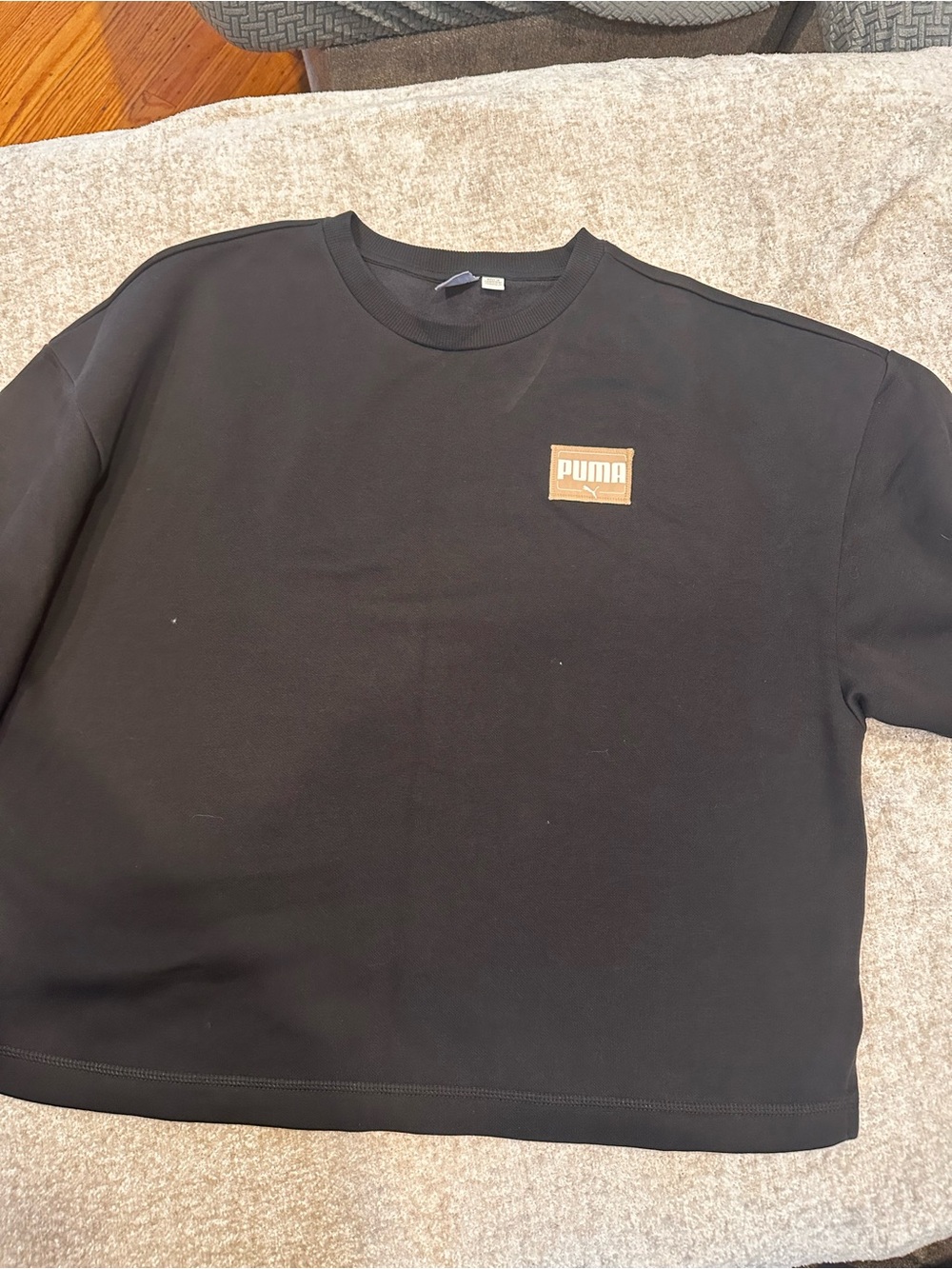 Puma Black Sweatshirt with Tan Logo Patch new without tags